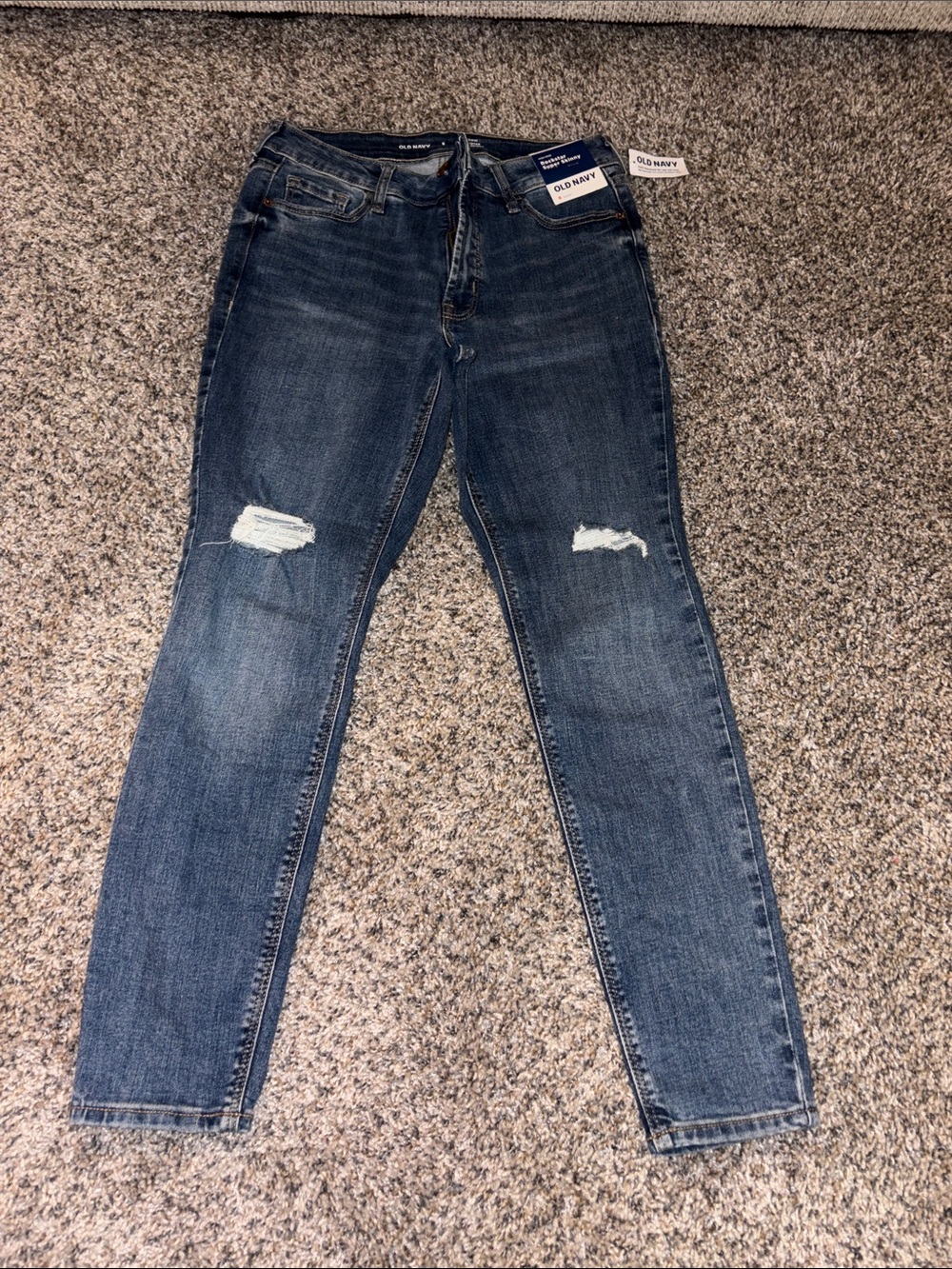 Old Navy Blue Distressed Skinny Jeans